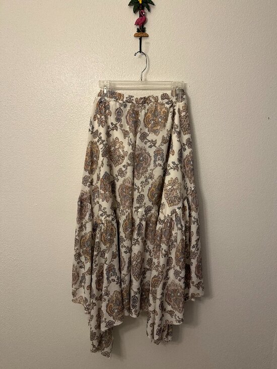 Frye Dresses & Skirts - FRYE Paisley High Low Midi Skirt Large Boho Elastic Waist Lined